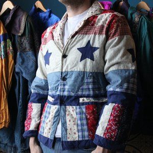 Patch Work American Flag With Stars Jacket